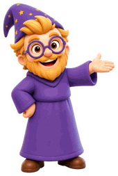 WOW! wizard mascot presenting the brand